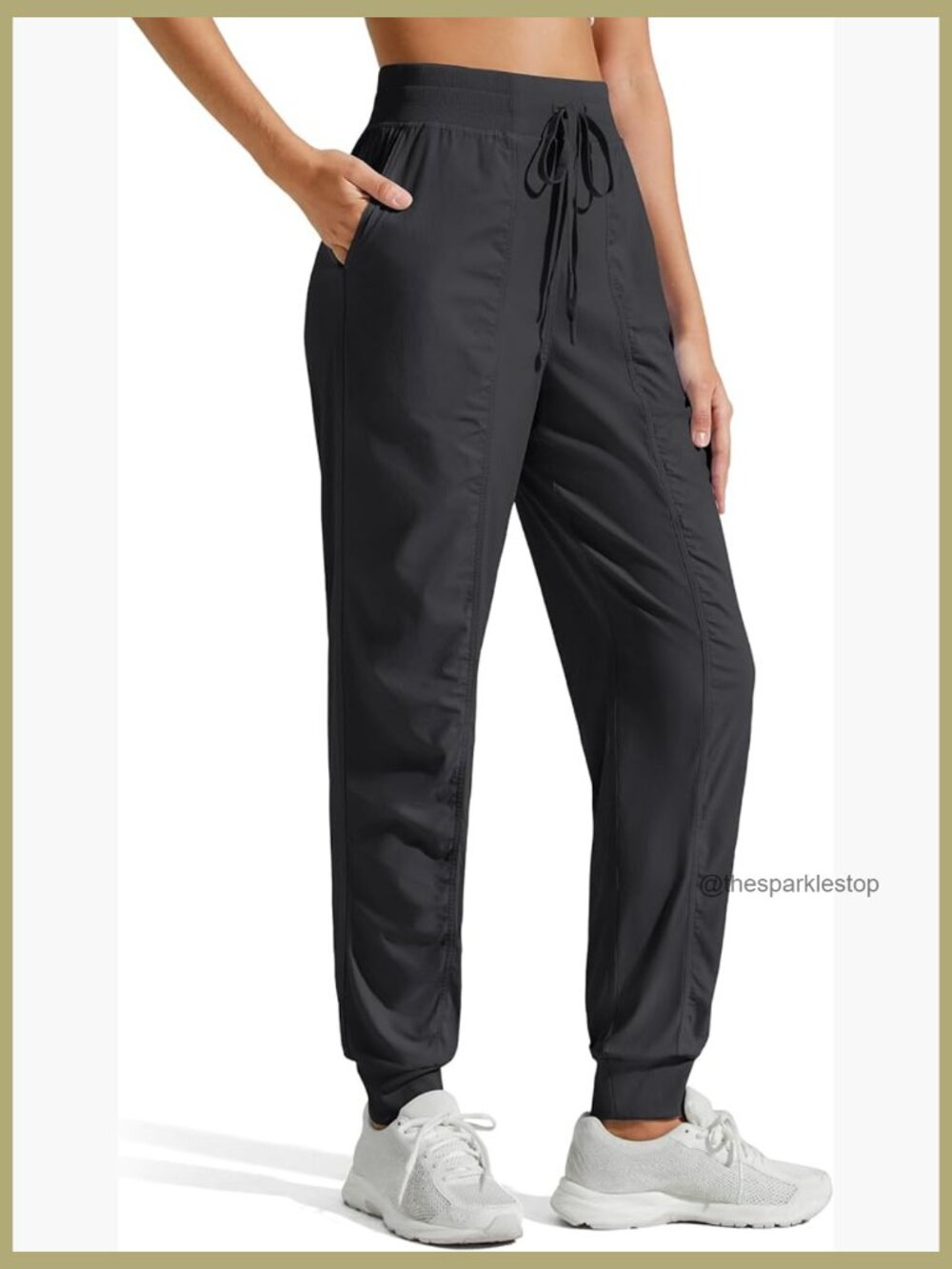 Lightweight Track Pants with Pockets Drawstring Joggers Athletic Travel - Picture 1 of 7